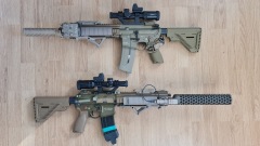 VFC H&K 416D AEG (upper) and GBBR (lower)